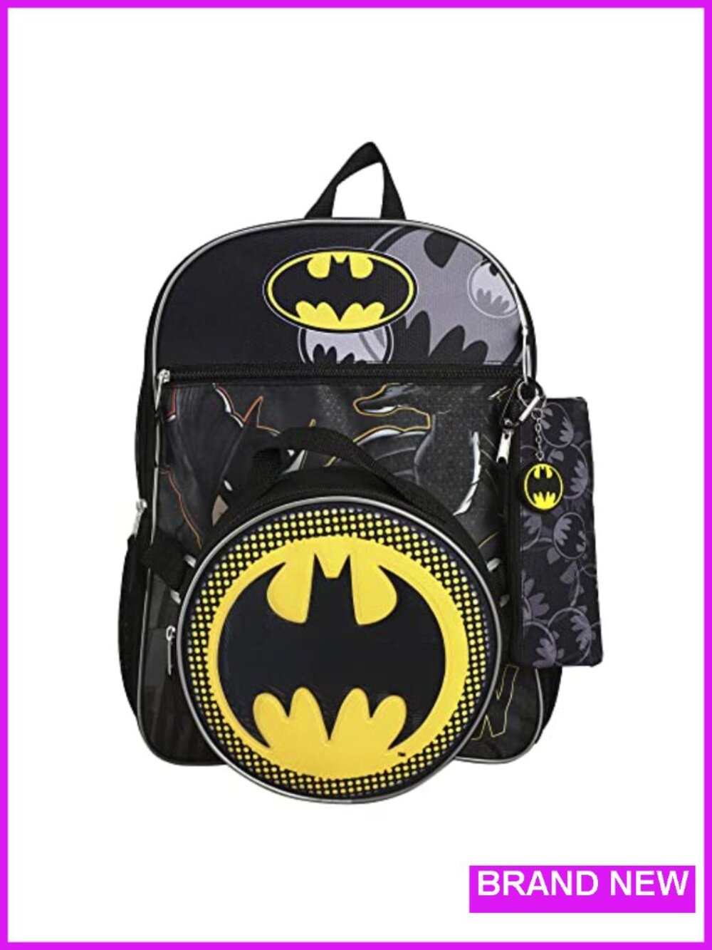 Batman 5-Piece Backpack Set with Lunch Kit, Utility Case, Keychain - Picture 2 of 6